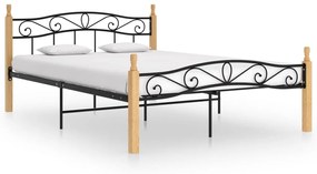 Giroletto in metallo nero e legno massello di rovere 140x200 cm
