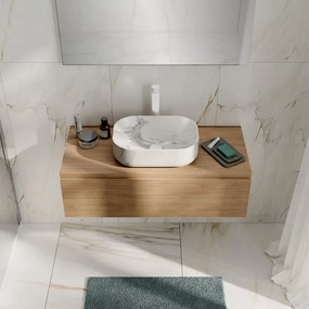Lavabo Nube L45 x H13 x P32, in ceramica finitura calacatta