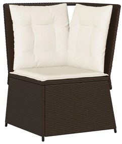 Set divani da giardino 5 pz con cuscini marrone in polyrattan