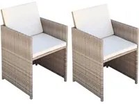 Sedie da Giardino 2 pz con Cuscini in Polyrattan Beige