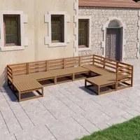 Set Divani da Giardino 9 pz Marrone Miele in Massello di Pino 3075757