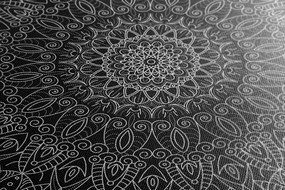 Quadro su tela – Mandala decorativa dettagliata in bianco e nero