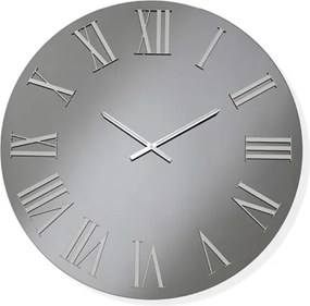 Orologio rotondo D60 cm in cristallo Fumč e numeri Argento - TIWAR