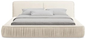 Letto matrimoniale imbottito color crema con contenitore e rete inclusi 180x200 cm Keoni – Makamii