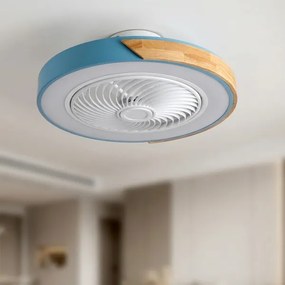 Brilagi - Lampada LED dimmerabile con ventilatore LED/38W/230V 50 cm blu/rovere + telecomando