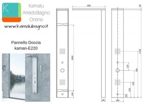 Kamalu - pannello doccia idromassaggio in acciaio satinato modello kaman-e220