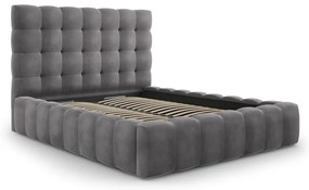 Letto matrimoniale imbottito grigio con contenitore con griglia 140x200 cm Bali - Cosmopolitan Design