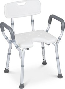 Costway Sedia da doccia antiscivolo braccioli e schienale altezza regolabile, Sgabello da doccia per anziani disabili e gravidanza Bianco