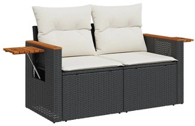 Set Divani da Giardino 4 pz con Cuscini Nero in Polyrattan