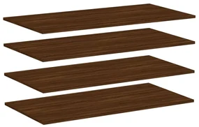 Mensole parete 4pz rovere marrone 100x50x1,5 legno multistrato