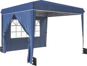 Gazebo Pieghevole 3x3 m con Pareti e Altezza Regolabile Protezione UV 50+ Blu Scuro...
