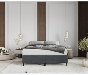 Letto matrimoniale imbottito antracite con contenitore 140x200 cm Tate - Maison de Rêve