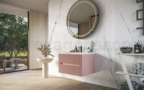 Mobile bagno rosa antico 70x46 cannettato Urbino due cassetti con lavabo in ceramica frontale