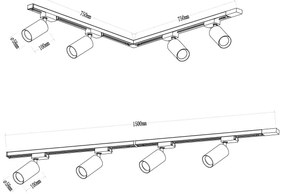 Faretto per sistema a binario PIPE 4xGU10/10W/230V oro/nero