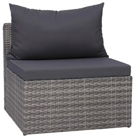 Set divani da giardino 4 pz con cuscini grigio in polyrattan