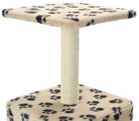 Albero per gatti e tiragraffi sisal 55 cm zampe stampate beige