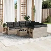 Set Divano da Giardino 9pz con Cuscini Grigio Chiaro Polyrattan 3252299