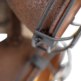 Faretto industriale ruggine marrone con legno inclinabile 4 luci - Gina