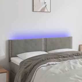 Testiera A Led Grigio Chiaro 144x5x78/88 Cm İn Velluto /