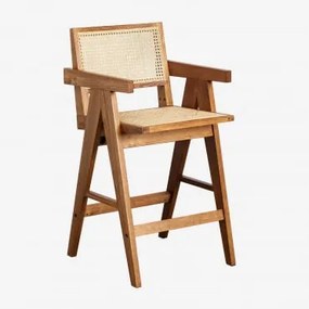 Sgabello Alto In Legno Fresno E Rattan (65,5 Cm) Lali Marrone Frassino - Sklum