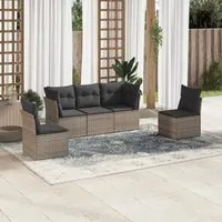 Set Divano da Giardino 5 pz con Cuscini Grigio in Polyrattancod mxl 111066