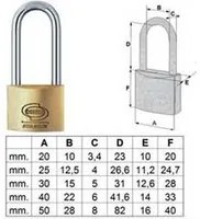 6pz lucchetto ottone arco lungo prium cifratura unica ka pl112 - mm.30 (pl1123000011000) fer438148