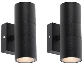 Set di 2 applique da esterno nere IP44 - Duo