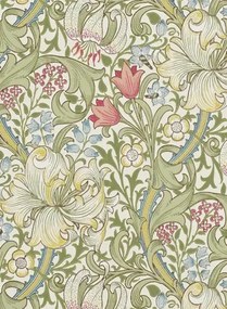 Morris & Co Carta da parati Golden Lily - Green/ Red