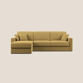 Best Divano letto angolare con penisola in tessuto smacchiabile QuickClean T08 giallo 298 cm Sinistro (mat. 160x197)