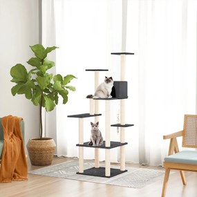 Albero per gatti con tiragraffi in sisal grigio scuro 153 cm