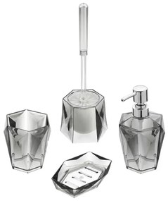 Portaspazzolino Grigio Trasparente In Plastica ABS Diamante