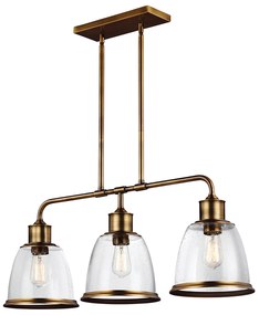 Lampadario Contemporaneo Hobson Acciaio Ottone Antico 3 Luci E27