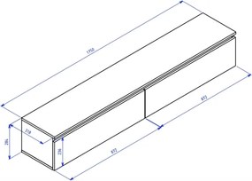 Mobile TV Sospeso 175 cm 2 Ante A Ribalta Noce Scuro Lume