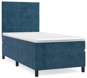 Giroletto a molle con materasso blu scuro 90x190 cm in velluto
