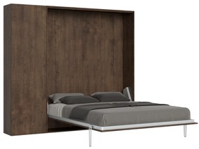 Letto matrimoniale a scomparsa 160 verticale Kentaro con colonna e pensili, Noce / Colonna