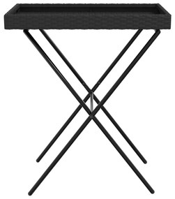Tavolino vassoio pieghevole nero 65x40x75 cm in polyrattan
