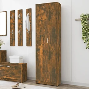 Armadio da corridoio rovere fumo 55x25x189 cm legno multistrato