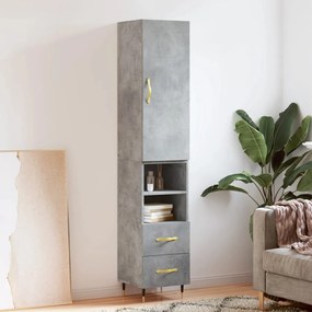 Credenza Grigio Cemento 34,5x34x180 Cm İn Legno Multistrato /