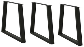 Gambe Per Tavolo Da Pranzo A V 3 Pz Nero 70x(72-73,3)cm Acciaio /