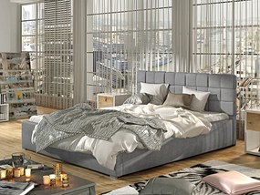 Letto matrimoniale con box contenitore Canada - 180 x 200 cm , Tessuto grigio