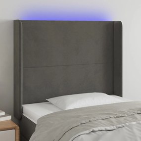 Testiera A Led Grigio Scuro 93x16x118/128 Cm İn Velluto /