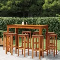 Set da Bar per Giardino 9 pz in Legno Massello di Acacia cod mxl 47936