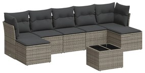 Set divano da giardino 8 pz con cuscini grigio in polyrattan