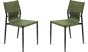 Sedia in simil cuoio Verde con struttura in metallo Nero SVEVA 2 sedie