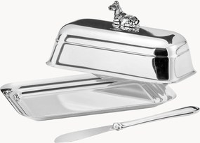 Burriera placcata argento con coltello Cow