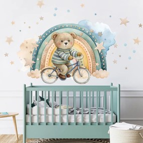 Adesivo murale per bambini - Orso in bicicletta | Inspio