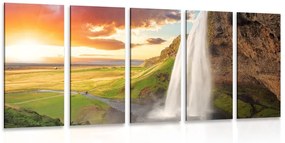 Quadri 5 pezzi – Cascata maestosa in Islanda