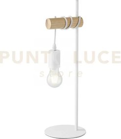 Lume arizona legno naturale e metallo bianco1 luce attacco e27 16x5...