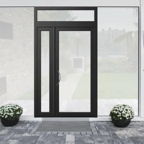 Portoncino d'ingresso Condo20 L 90 x H 210 cm in alluminio nero, apertura spingere a destra