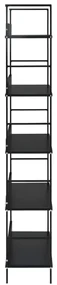 Libreria a 5 ripiani nera 60x27,6x158,5 cm in truciolato